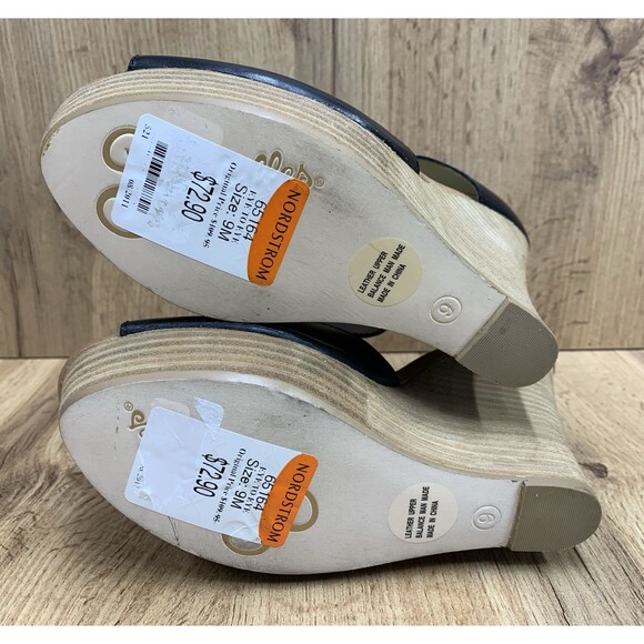 Seychelles Women's Wedge Platform Shoes Black Leather Back Zip Open Toe Size  9 - Picture 5 of 16